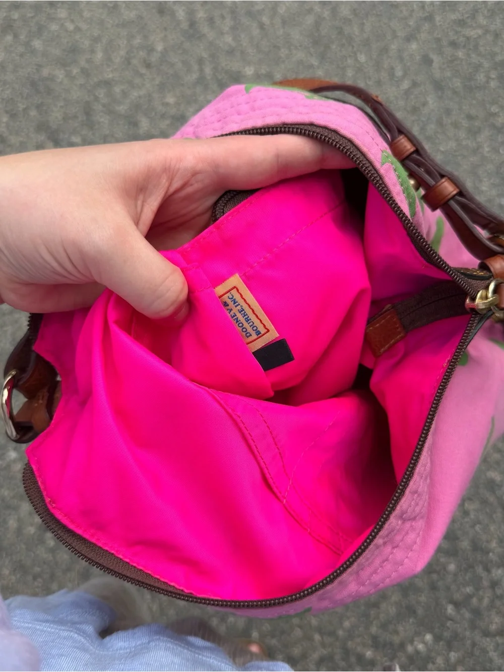 Y2K Dooney & Bourke Preppy Barbie Pink Hobo Shoulder Bag w Ducks & Charm